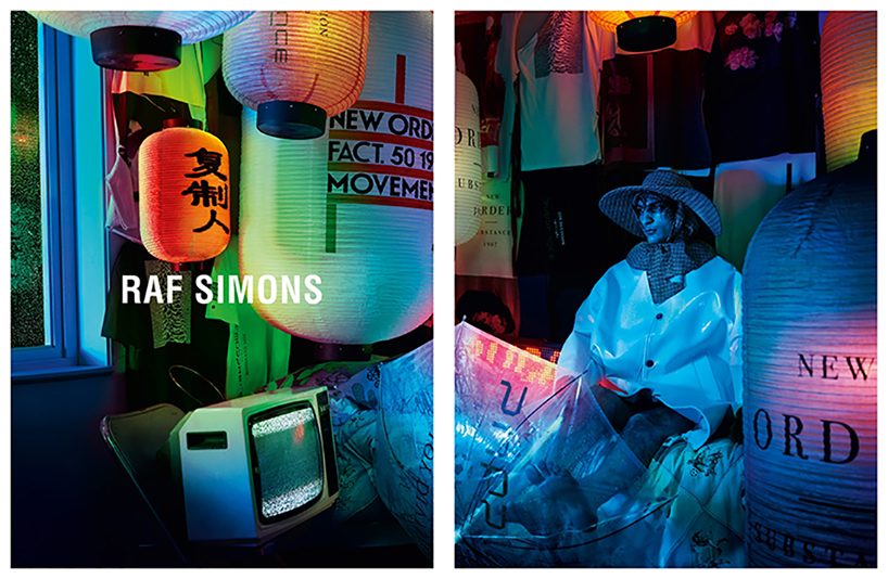 raf simons' SS18 campaign photos are neon symphonies of collaboration