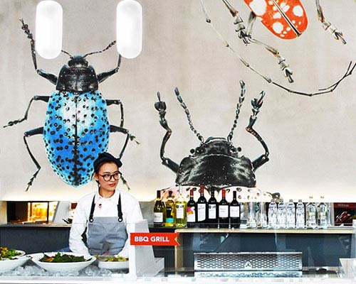 big beetles on the wall: 'sweetie salad' restaurant by RAMOPRIMO in beijing