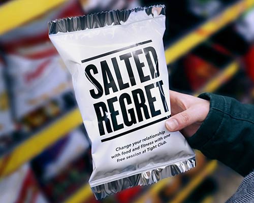fitness studio uses junk food wrappers as coupons to empower balanced living, by rethink