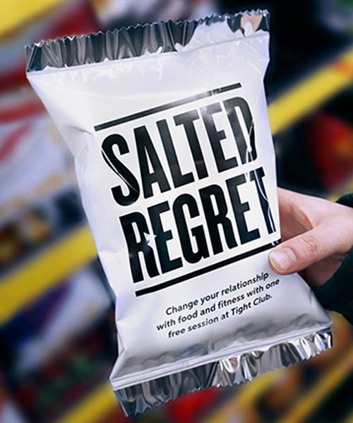 fitness studio uses junk food wrappers as coupons to empower balanced living, by rethink