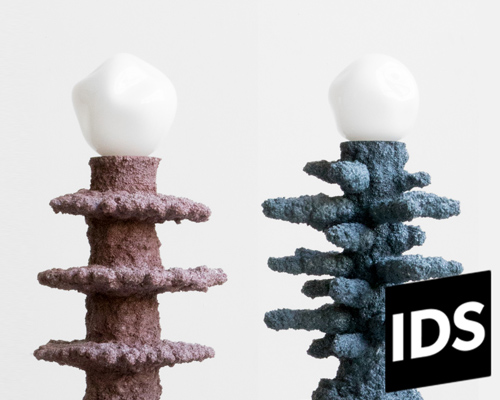 susan for susan sculpts stalactite-like lighting and otherworldly objects from cement + sand