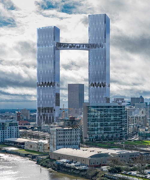 william / kaven's proposal for portland development includes two connected skyscrapers