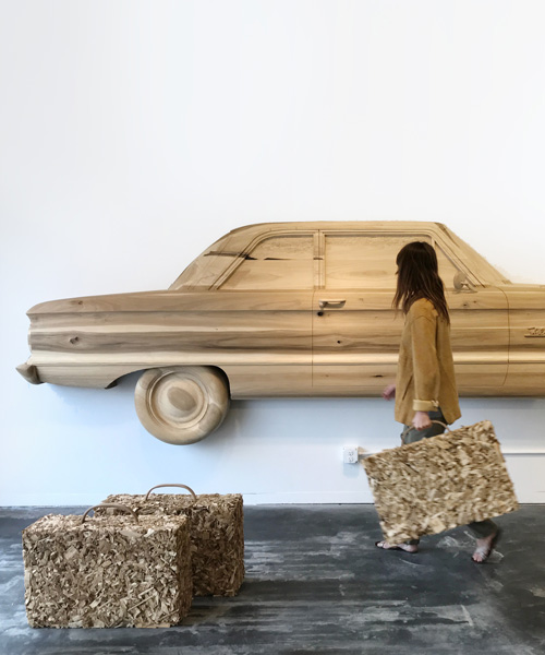 lifesize wooden car painstakingly crafted by artist pontus willfors