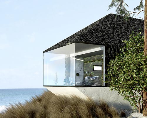 zup-a covers their cabin by the beach with raw wood planks