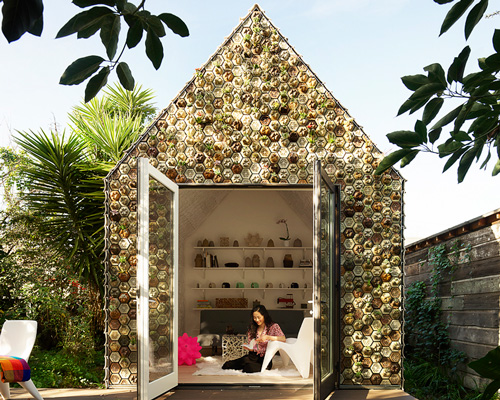 3D-printed cabin by emerging objects is made from living, plant-filled tiles