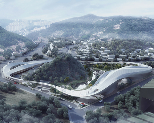 CAA's futuristic cloud-shaped proposal in korea embraces a sacred mountain within