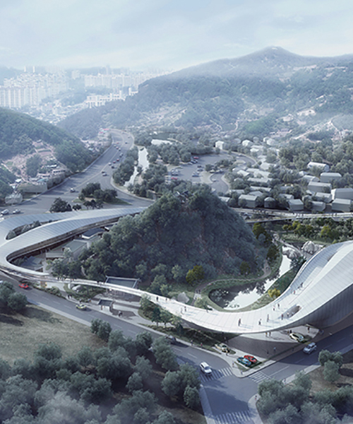 CAA's futuristic cloud-shaped proposal in korea embraces a sacred mountain within