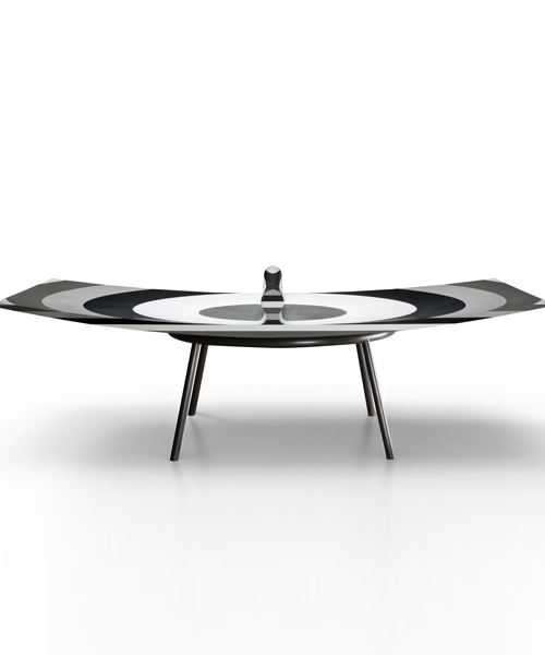 concave ping pong table by ron arad is designed to make rallies longer