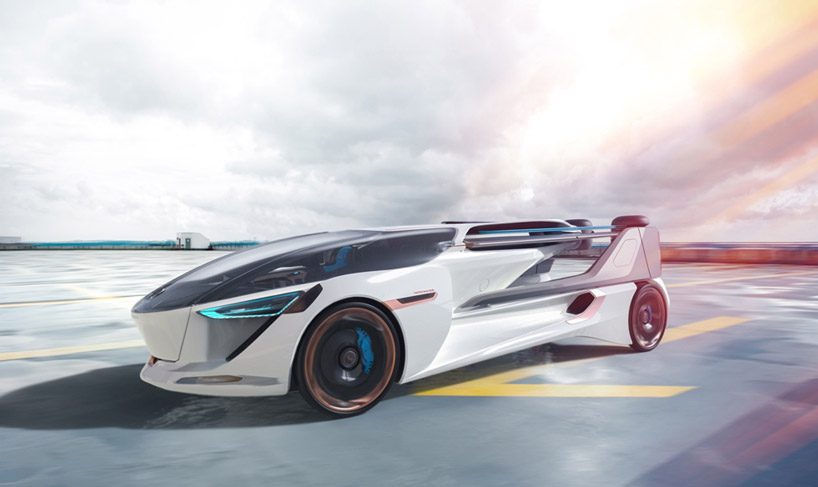 aeromobil's flying car concept allows for vertical takeoff and driving on roads
