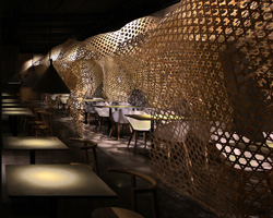 restaurant in china by infinity nide features traditional handmade bamboo weaving