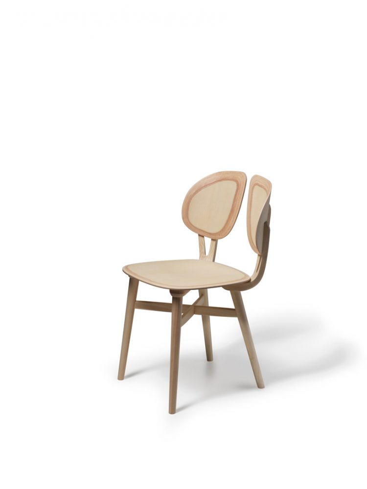 michele de lucchi designs filla chair with split leaf-like backrest for very wood