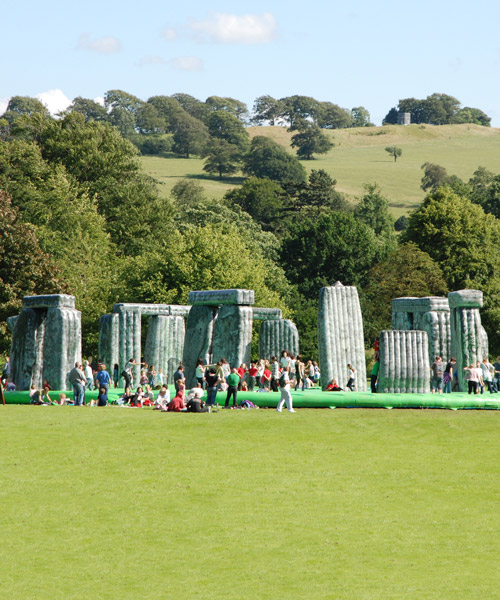 jeremy deller's inflatable stonehenge bounces its way to milan