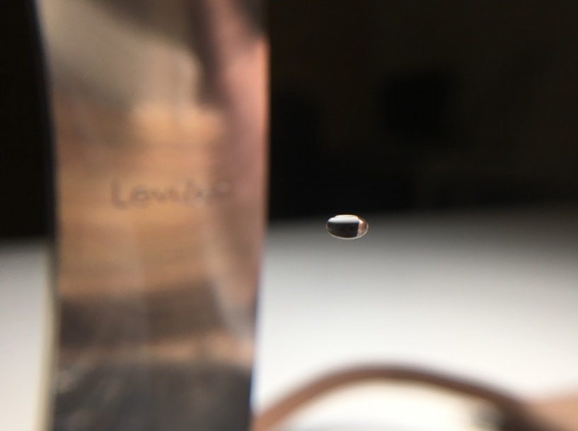 leviZen uses silent, high frequency sound waves to levitate water and light