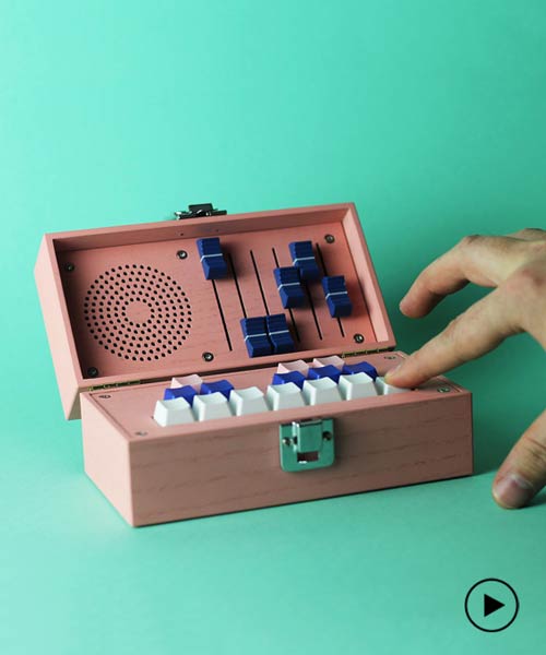 love hultén's 'bivalvia' is a small toy synthesizer in a handmade wooden box
