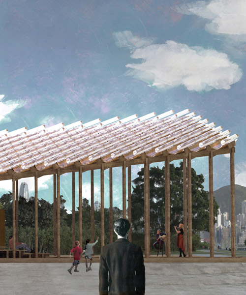 new office works' winning entry for west kowloon pavilion mimics the growth of trees