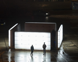 light installation by polylester flickers across amsterdam's ndsm wharf