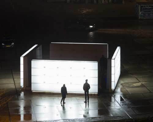 light installation by polylester flickers across amsterdam's ndsm wharf
