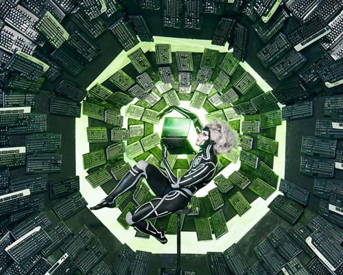 benjamin von wong resurrects 4,100 pounds of e waste for recycled photoshoot