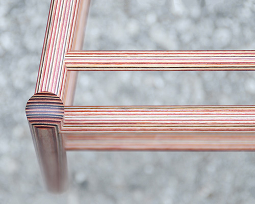 ryu kozeki uses resin-infused, stripy plywood to give shaker-style chair a colorful review