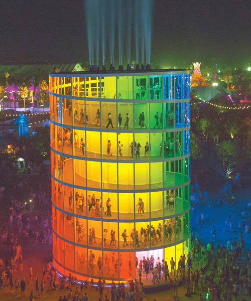 a rainbow observation deck is soothing the anxious at coachella