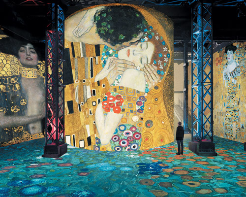 gustav klimt's works drip with life from these giant wall-to-wall projections