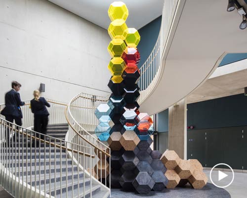 draisci studio's STEM sculpture in oundle school resembles chemical formulas