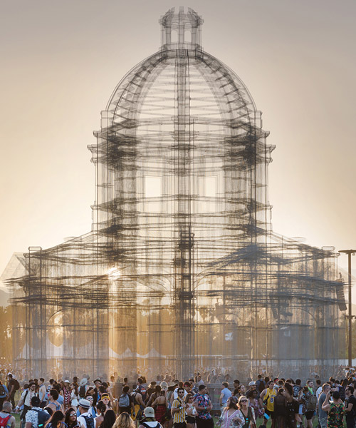 wire mesh structures by edoardo tresoldi stand omnisciently over coachella music festival