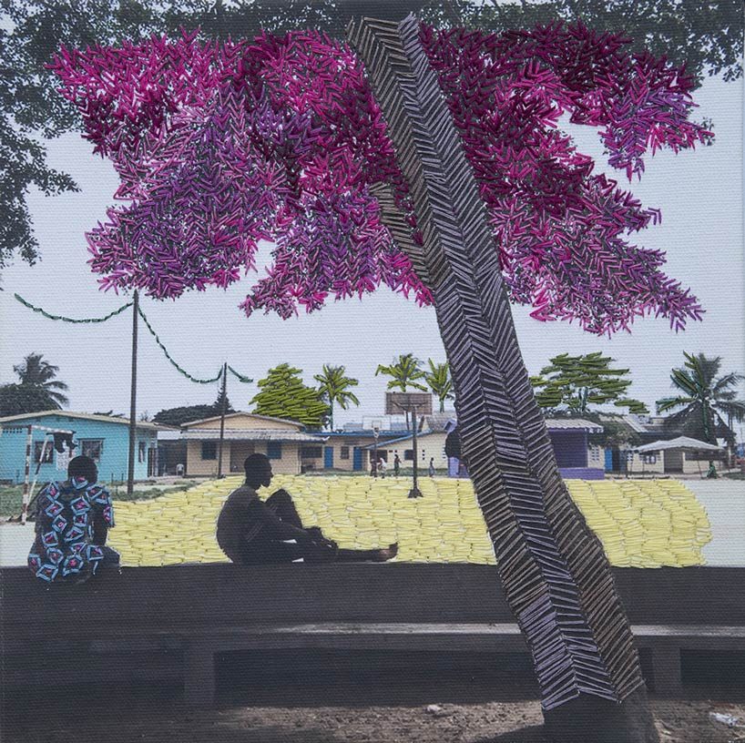 it's going to be fine: joana choumali frees her mind from melancholy embroidering photos