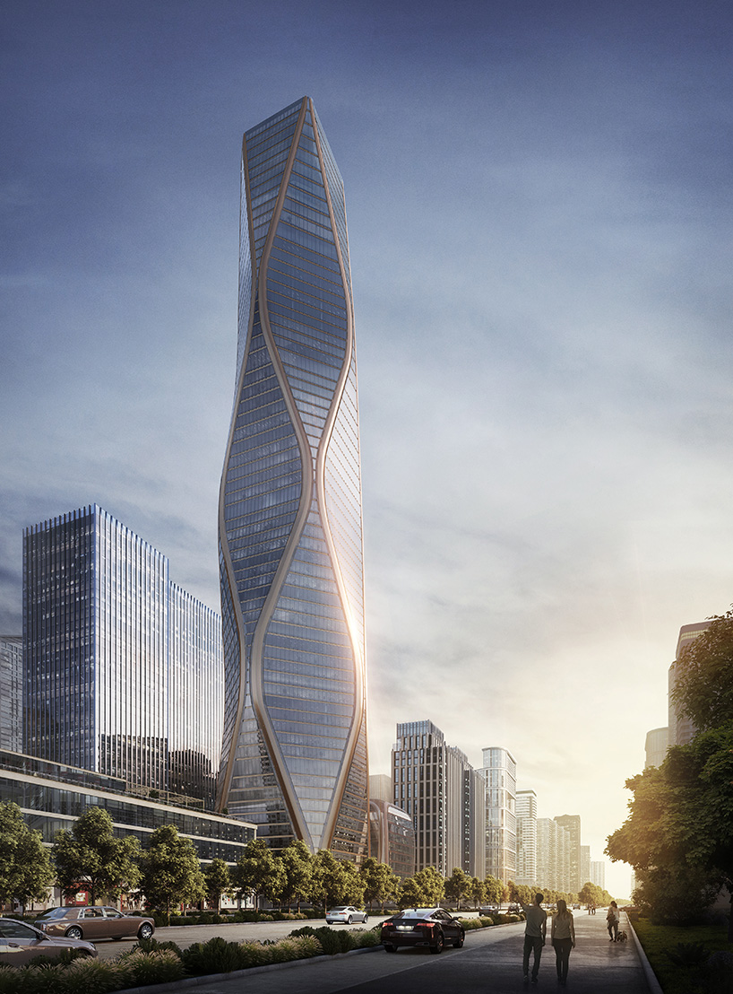 hangzhou wangchao center is a rippling tower designed by SOM