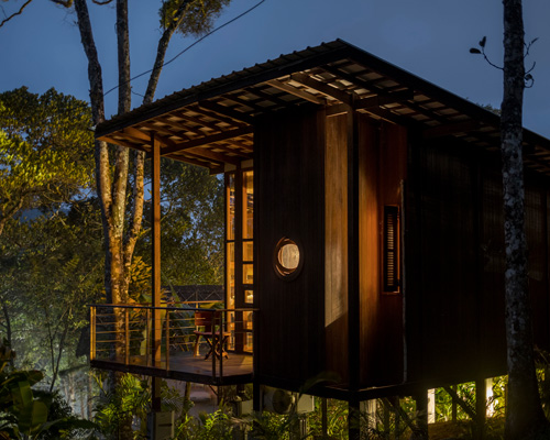kumar la noce designs an elegant cabin complex high above this forest in india
