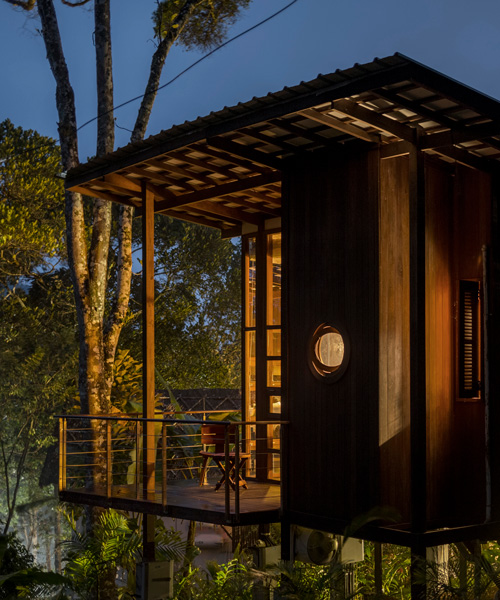 kumar la noce designs an elegant cabin complex high above this forest in india