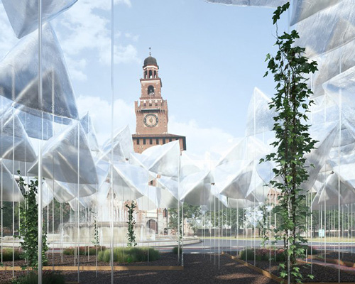 piuarch's ethereal installation combines earth and air during milan design week