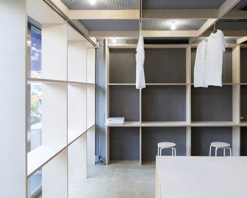 +tic's skin store is a grid of urethane foam and plywood