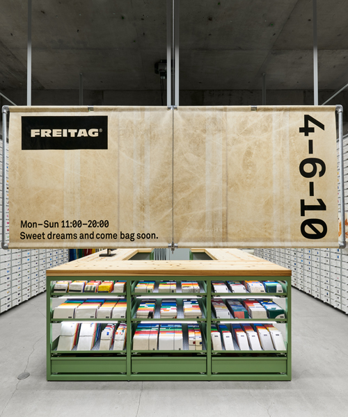 TORAFU ARCHITECTS designs kiosk-style inspired retail FREITAG store in osaka