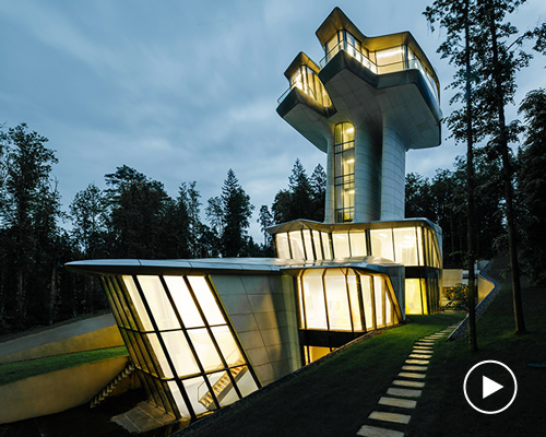 zaha hadid's only private residence features a soaring tower elevated above the treetops