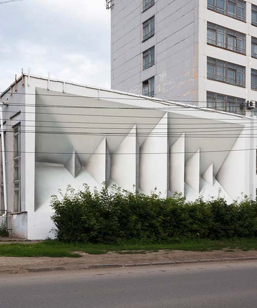 architectural-scale optical illusions recontextualize empty, urban walls in russia
