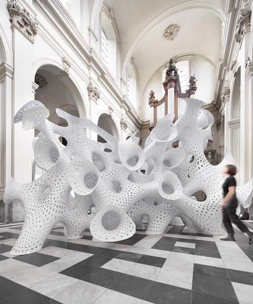 MARC FORNES / THEVERYMANY installs 'dreamy coral-like structure' within historic abbey