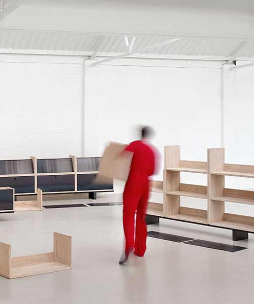 paul crofts assembles modular storage collection of timber units for isomi