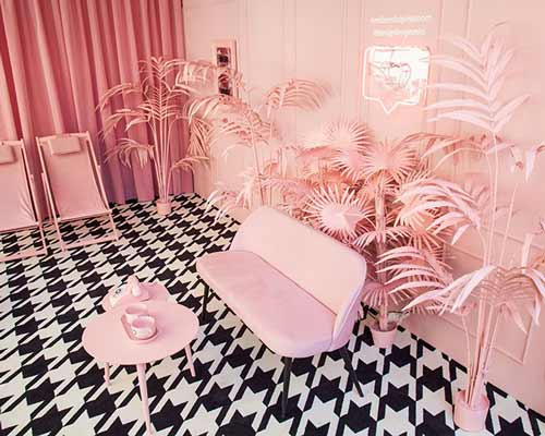 designbygemini paints palm trees in millennial pink at milan design week