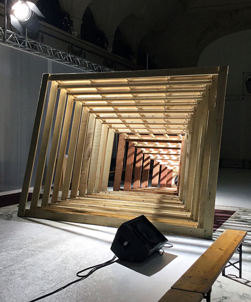 diplomates amplifies the sounds of the runway with a towering timber speaker
