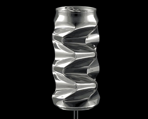 noah deledda dented and scratched aluminum cans to create these recycled beauties