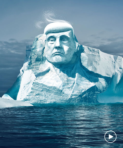 climate change project is raising funds to sculpt trumps face into arctic iceberg