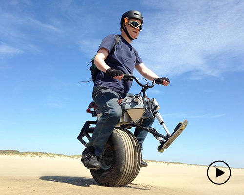 this retro-inspired self-balancing unicycle defies imagination