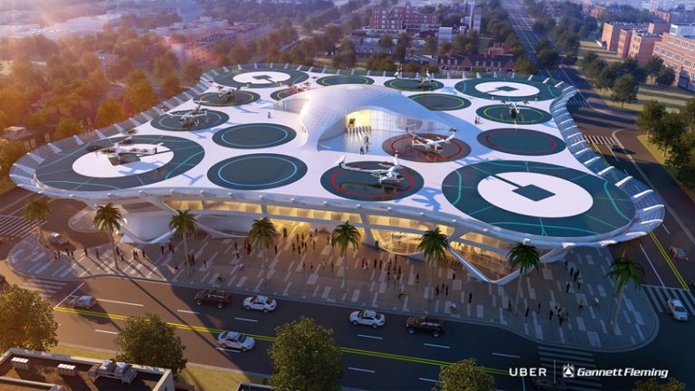 uber air's 'skyport' concepts are sci-fi taxi ranks from the future