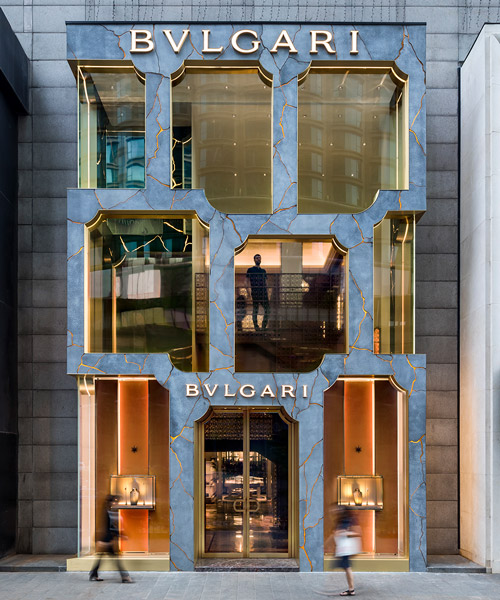 bulgari's flagship kuala lumpur store features a marble-veined façade designed by MVRDV