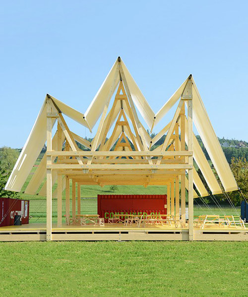 antonio scarponi's jungfrau pavilion in switzerland references the mountain panorama
