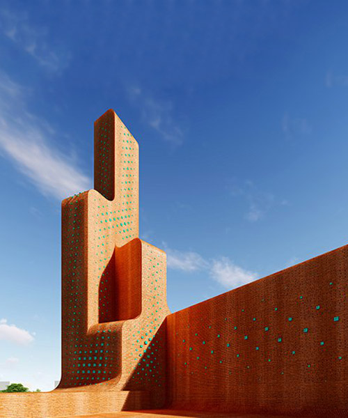 arash g tehrani reveals mosque complex in iran featuring smooth surfaces made of bricks