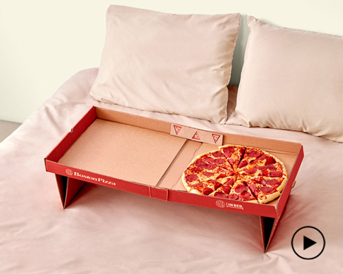 this pizza box turns into a tray for eating in bed