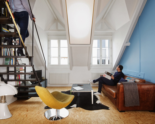 flca architecture renovates parisian apartment using OSB wood and steel