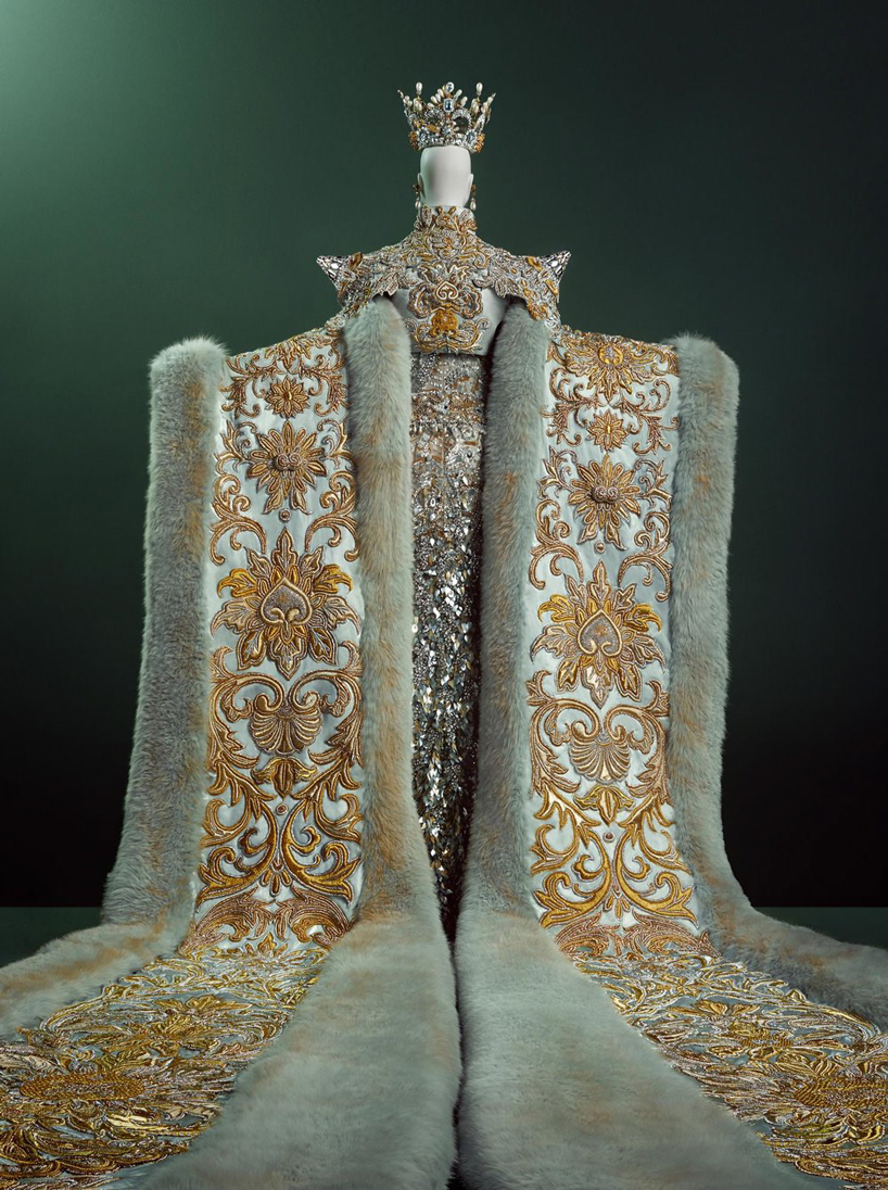 chinese couture visionary guo pei's sculptural creations are shot in otherworldly environments